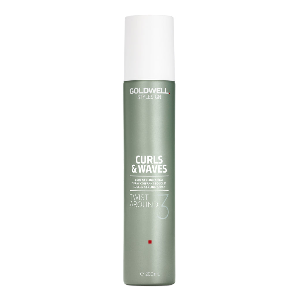 Moss green aluminum bottle with white cap and text.  This is an aerosol spray.